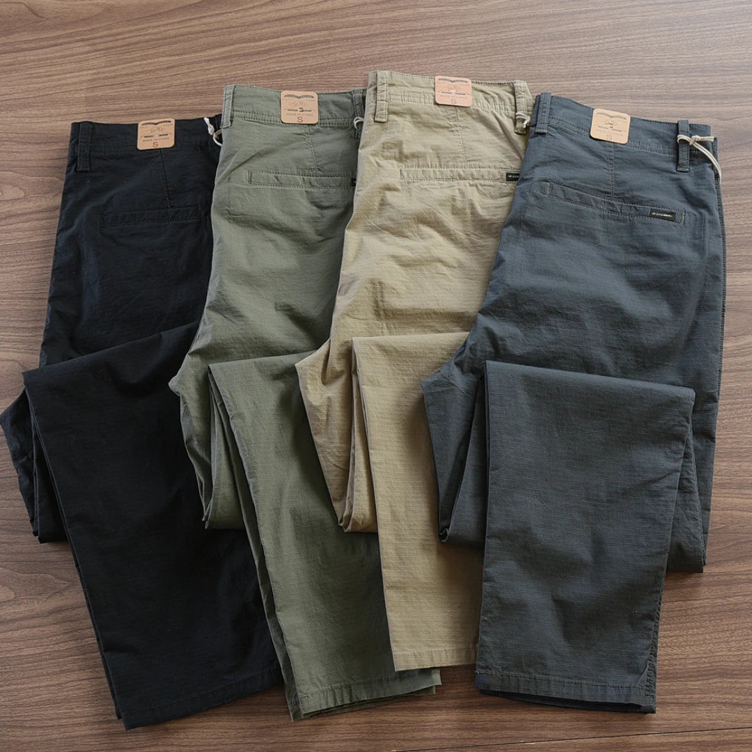 Kit 4 Calça Reta Masculina em Sarja + Brinde carteira minimalista