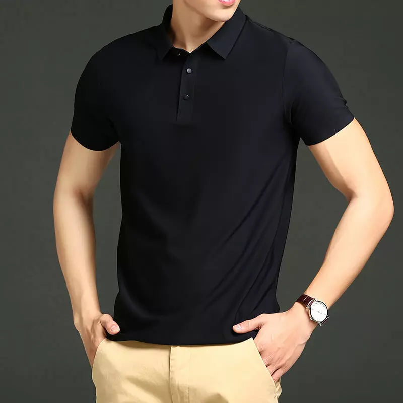 Camisa Polo Elegance / Tecido Elástico em Seda Gelo